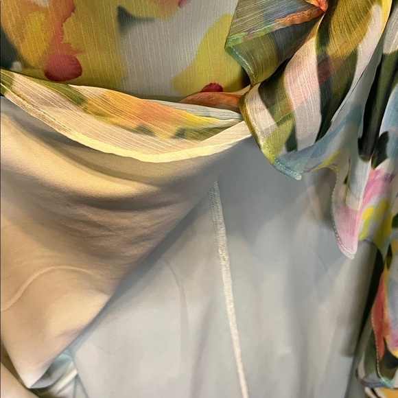 Adrianna Papell Floral Printed Strap Cascade Gown Maxi Size 14 - Picture 6 of 6